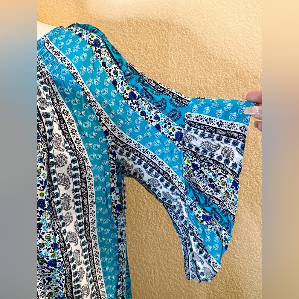 2/$24 Terra & Sky Blue and Coral Floral Blouses - Picture 8 of 11